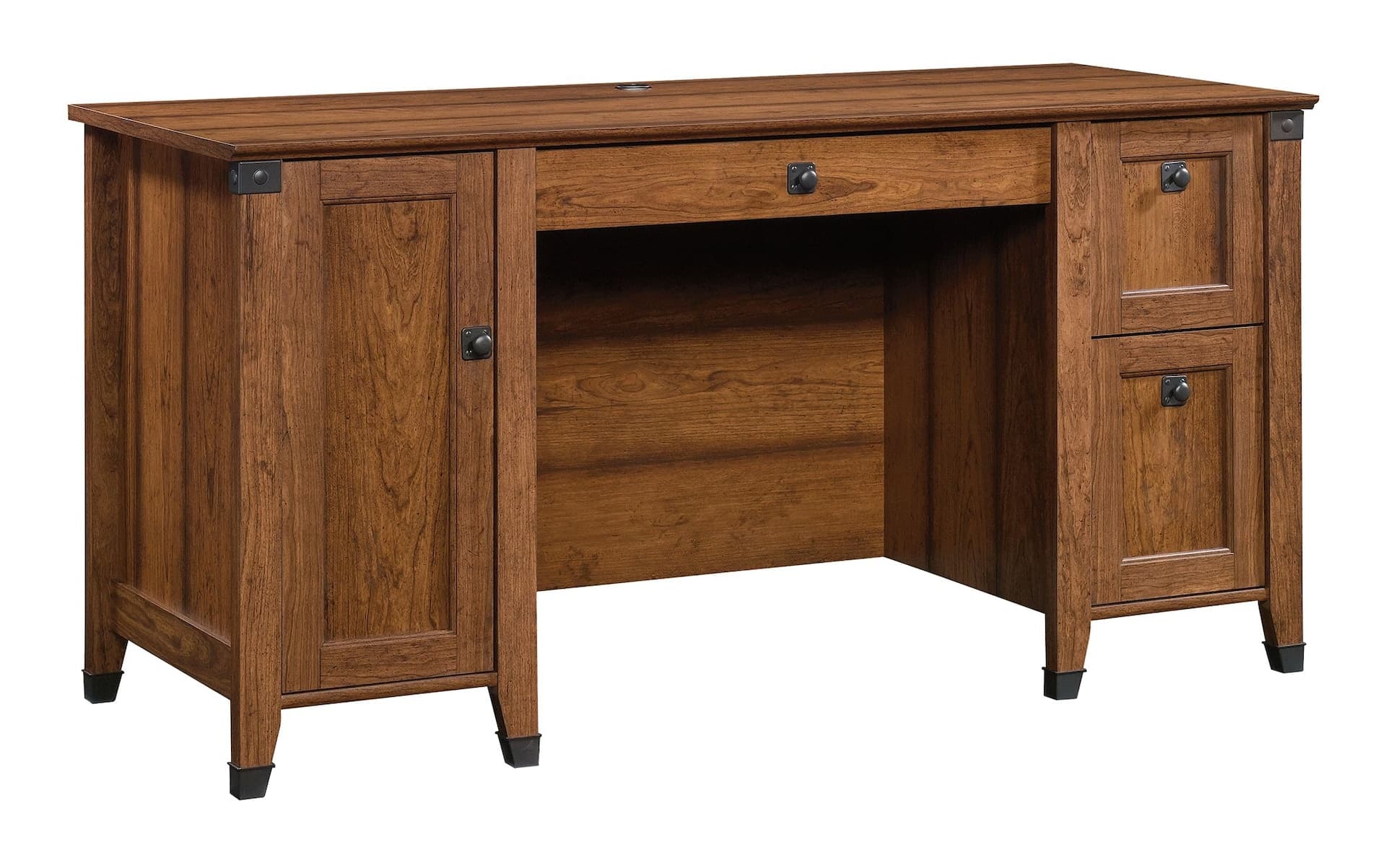 Sauder Carson Forge 3-Drawer 1-Door Home Office Computer Desk, Washington Cherry Finish