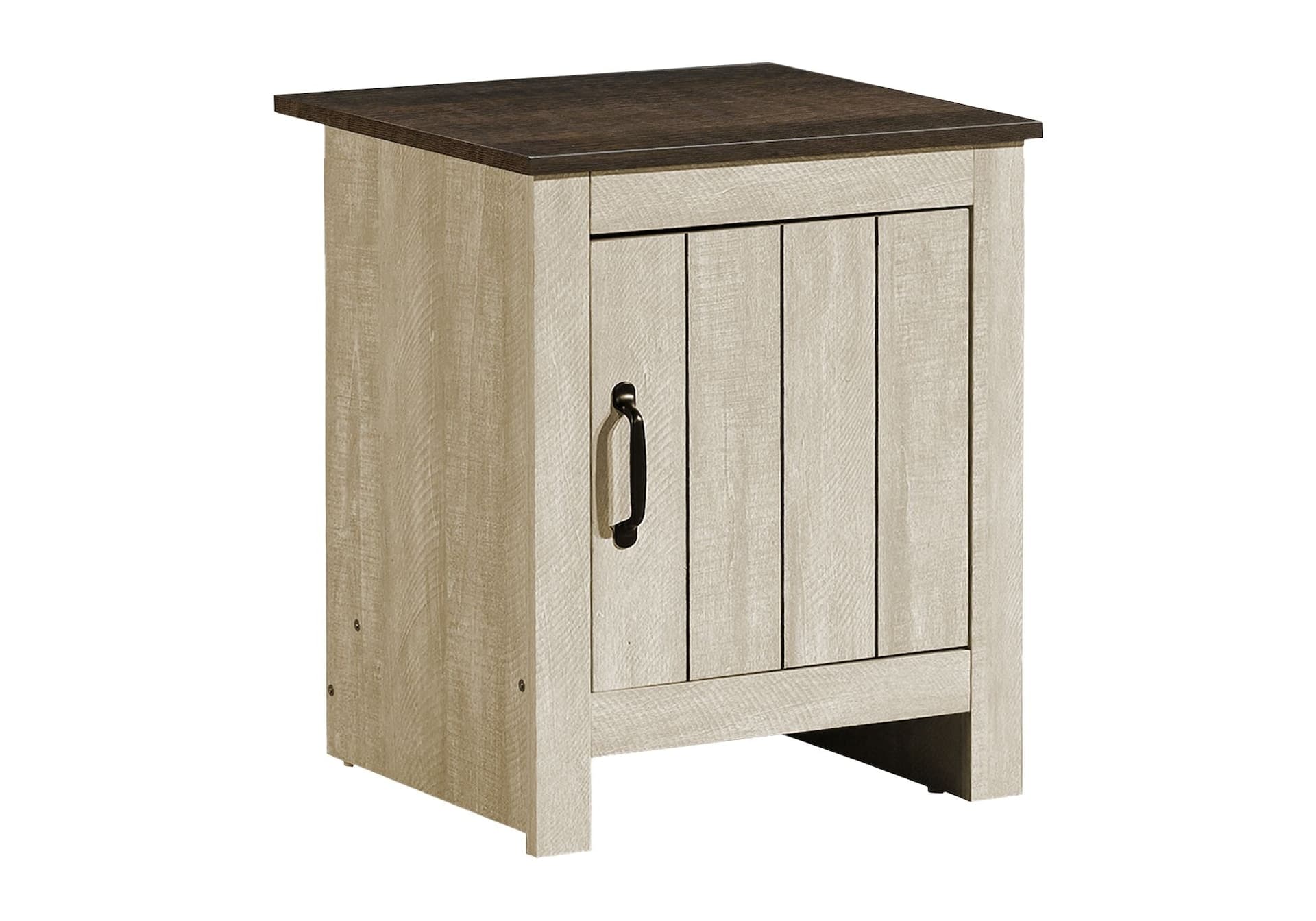 Monarch Harlow Accent/Side Table with Storage Cabinet & Dark Oak Top, End Table, Light Beige, 22-in
