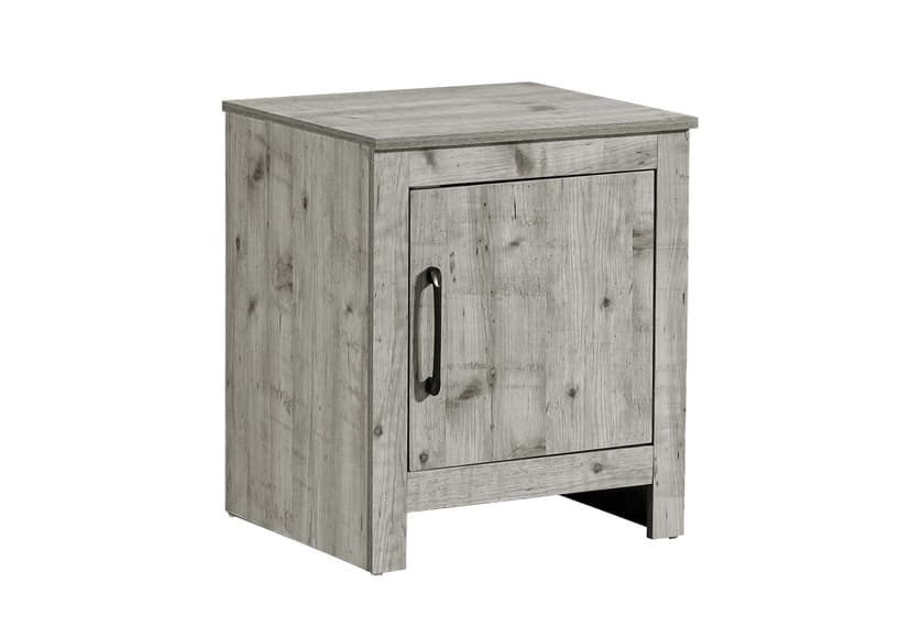 Monarch Carlise Accent/Side Table with Adjustable Shelf & Seagrass-Look Storage Cabinet, Light Walnut, 23-in