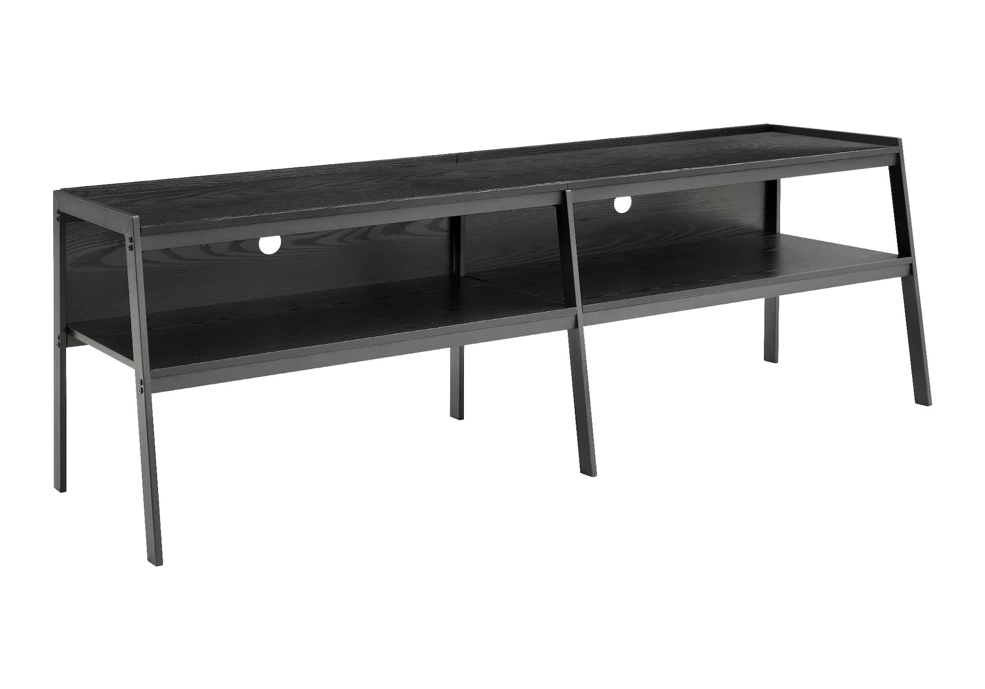 Monarch Ralston Contemporary TV Stand with Open Storage, Black Wood Grain, 72-in