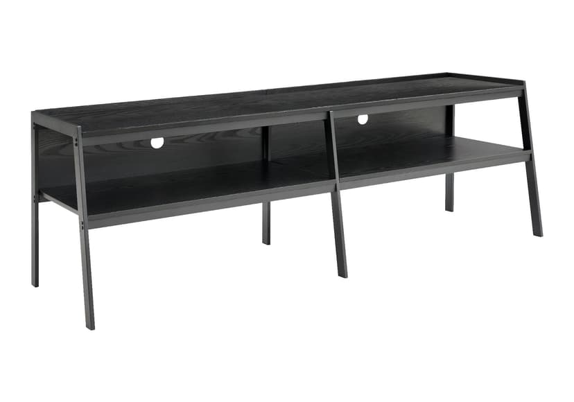 Monarch Ralston Contemporary TV Stand with Open Storage, Black Wood Grain, 72-in