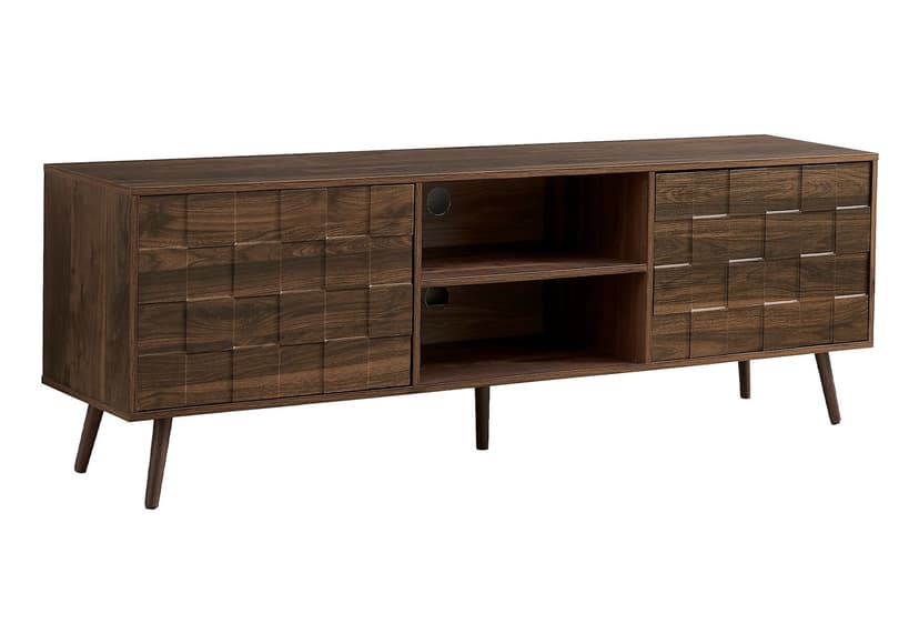 Monarch Westlake Mid Century TV Stand with Storage Cabinet & Open Shelves, Media Console, Dark Walnut, 72-in