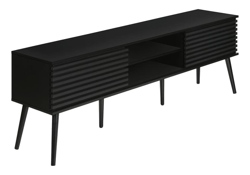Monarch Kova Contemporary TV Stand with Storage & Sliding Doors, Media Console, Black, 72-in