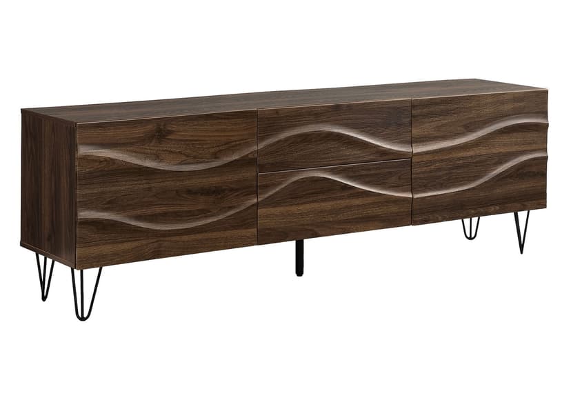 Monarch Zaylen 2-Door Mid-Century Wood-Look TV Stand with Hidden Storage, Dark Brown, 72-in