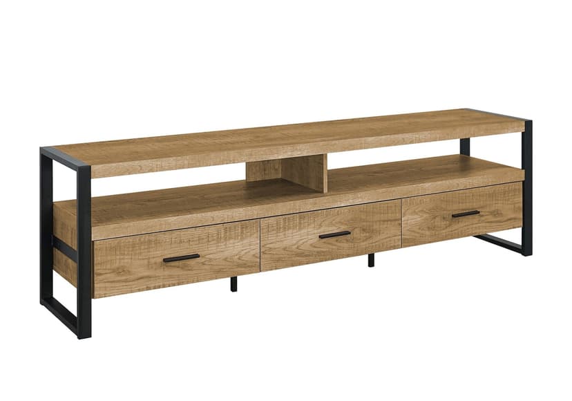 Monarch Callan 2-Tier TV Stand with 3 Drawers & Open Storage, Media Console, Mango Wood-Look, 72-in