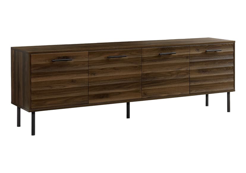 Monarch Vale Mid-Century 2-Door Wood-Look TV Stand with Hidden Storage & Adjustable Shelves, Dark Brown, 72-in