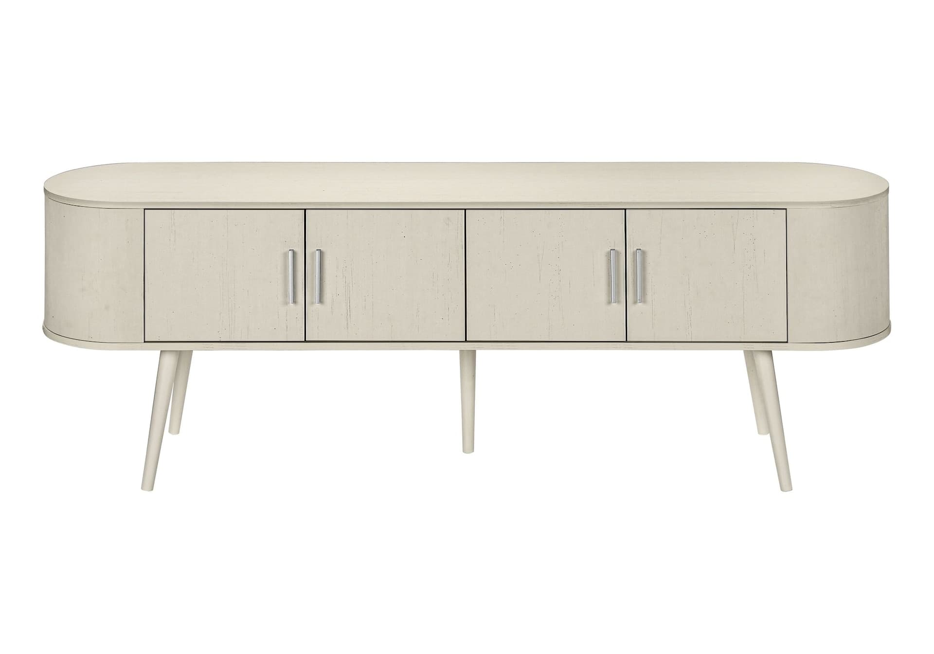 Monarch Lennard 4-Door TV Stand with Closed Storage, Antique White, 72-in