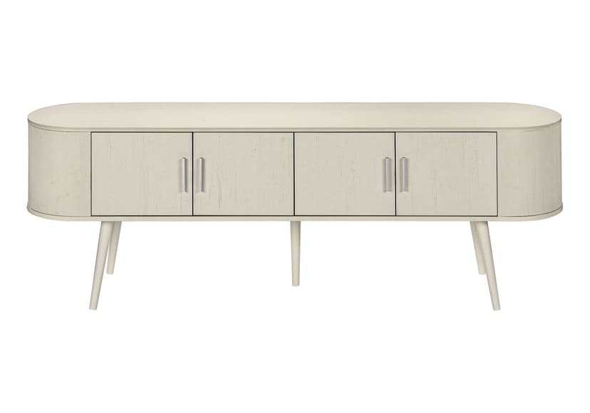 Monarch Lennard 4-Door TV Stand with Closed Storage, Antique White, 72-in