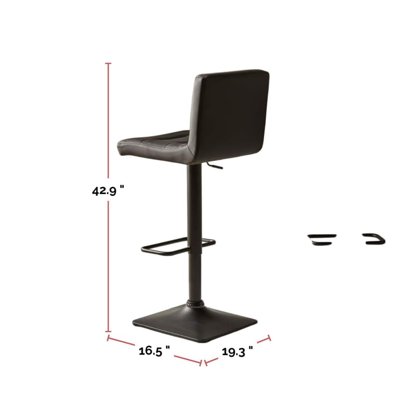 Bouclair Adjustable Black Faux Leather/Metal Bar Stool