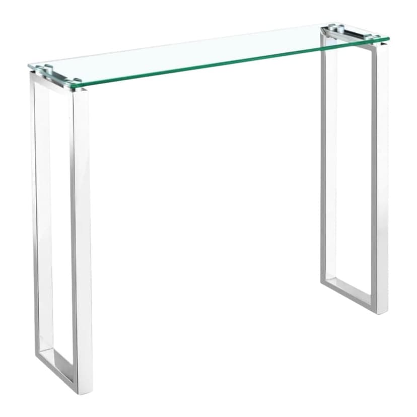 Take Me Home Gen Small Tempered Glass Console Table, Chrome