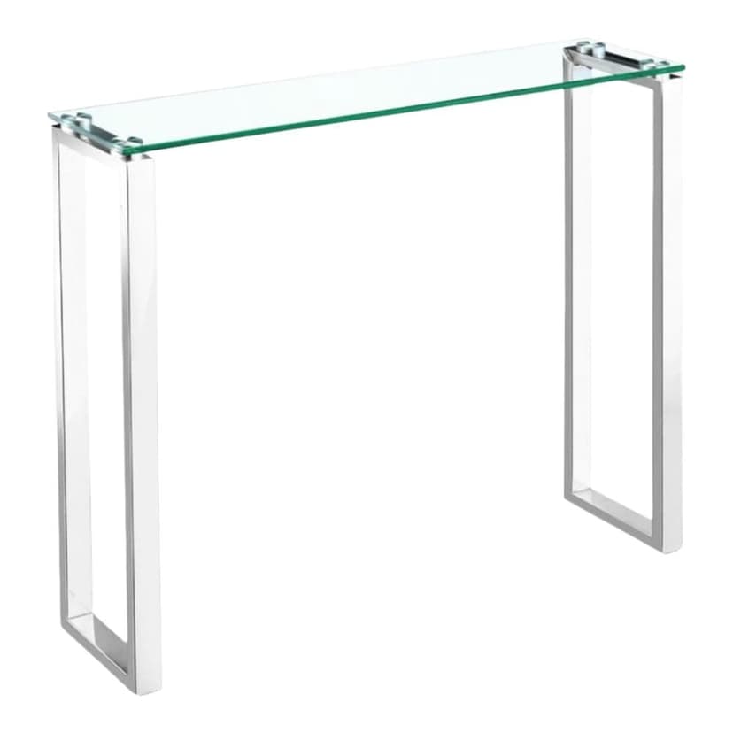 Take Me Home Gen Medium Tempered Glass Console Table, Chrome