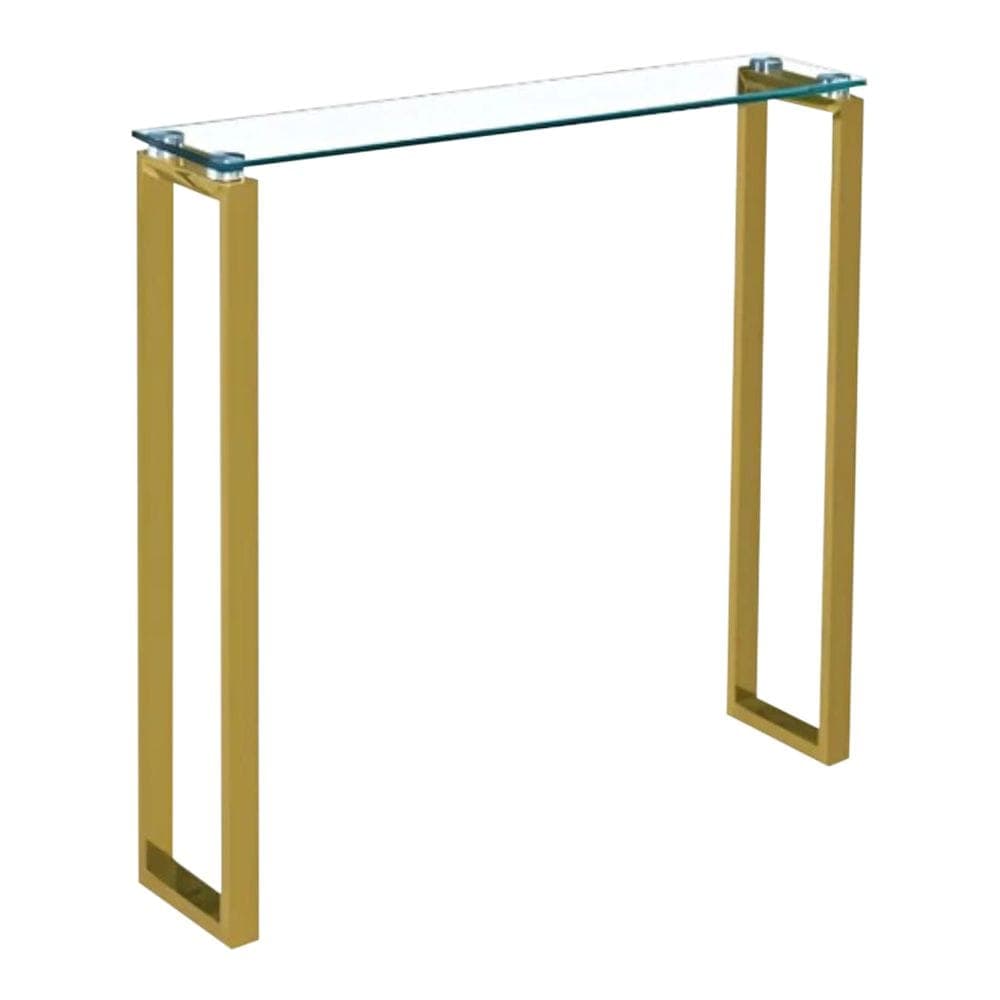 Take Me Home Gen Large Glass Console Table with Floor Protectors, Gold