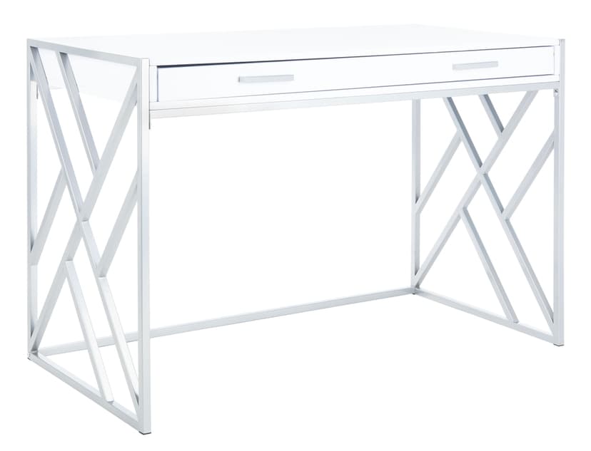 Safavieh Elaine 1-Drawer Desk, White/Silver