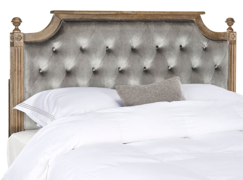 Safavieh Rustic Wood Tufted Velvet Queen Headboard, Grey