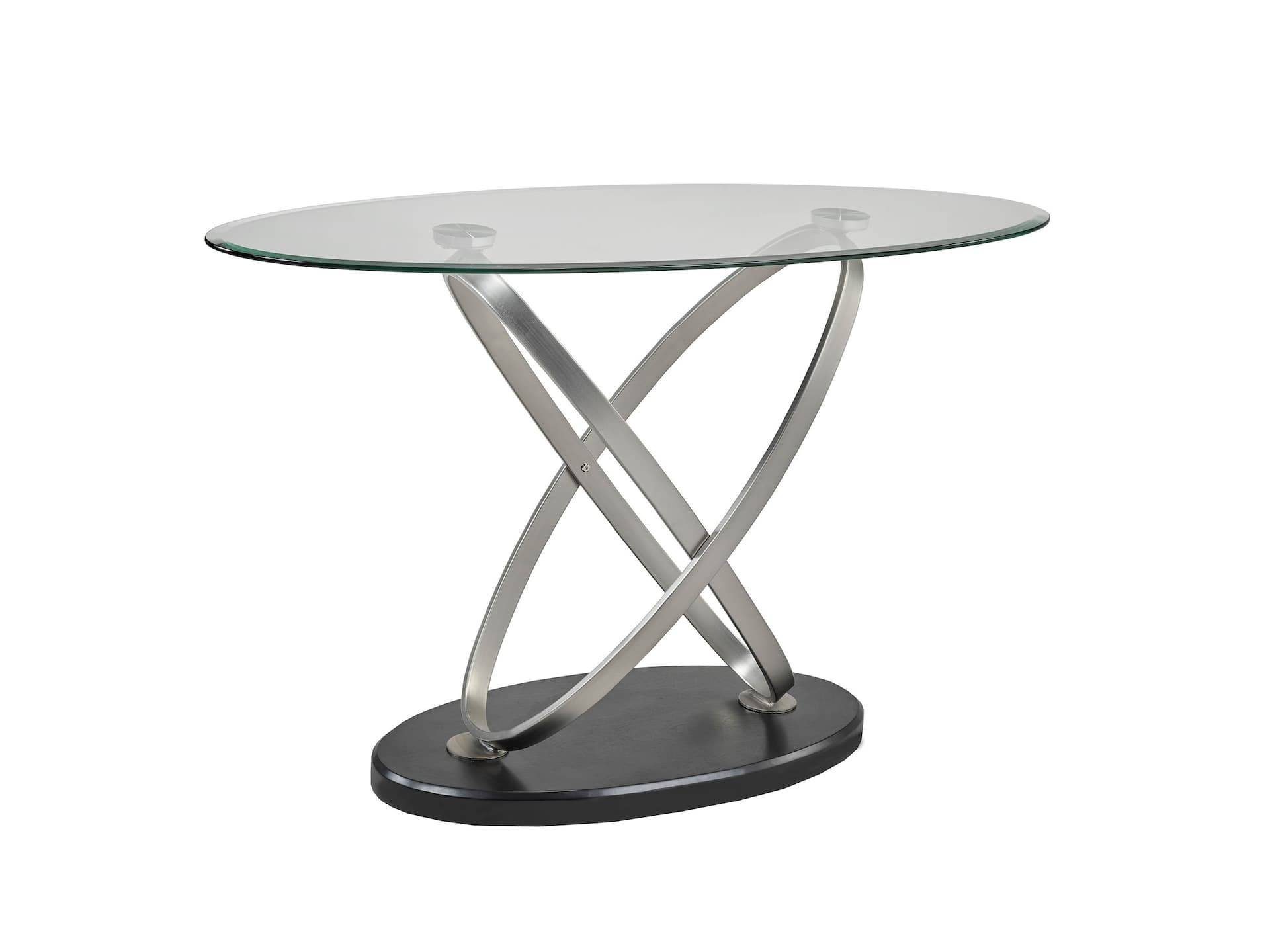 Brassex Kona Console/Sofa Table with Tempered Glass Top, Silver/Black