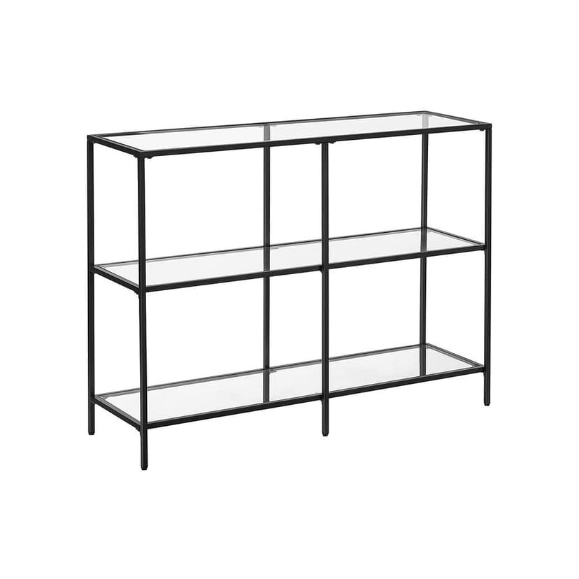 Songmics Home Modern Glass 3-Tier Console Table, Black