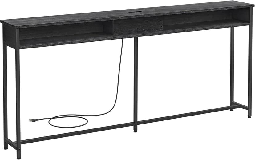 Songmics Home Console Table with Charging Station, Black