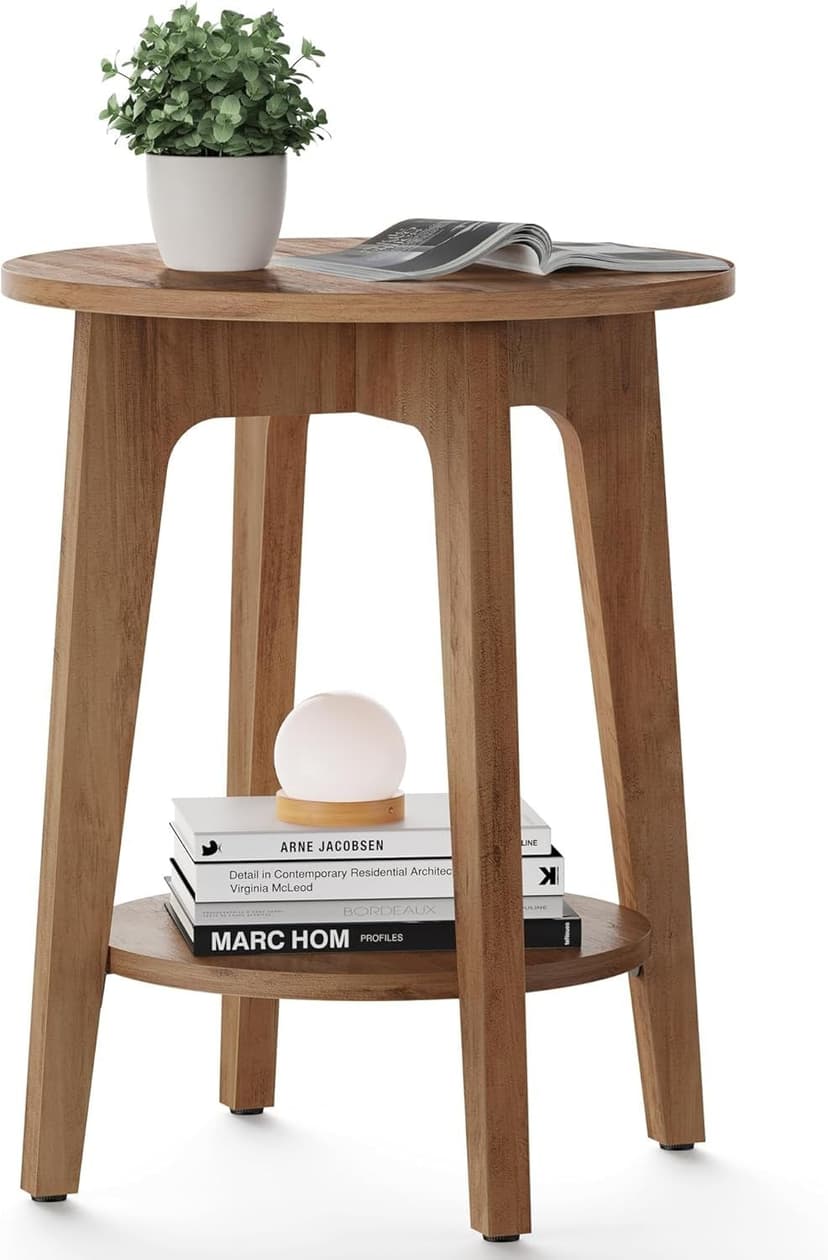 Songmics Home Round Side Table, Brown