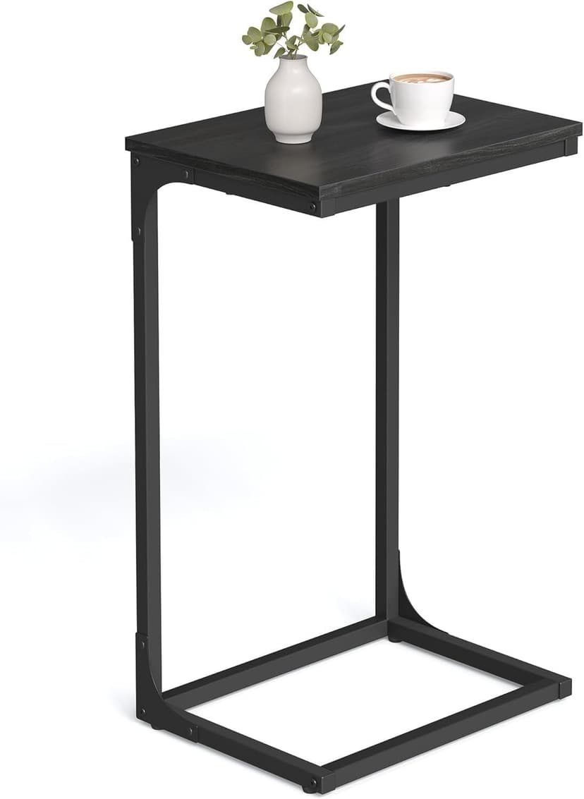 Songmics Home Industrial C-Shaped End Table, Ink Black