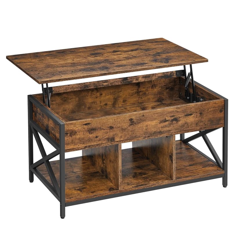 Songmics Home Brown Farmhouse Lift-Top Coffee Table