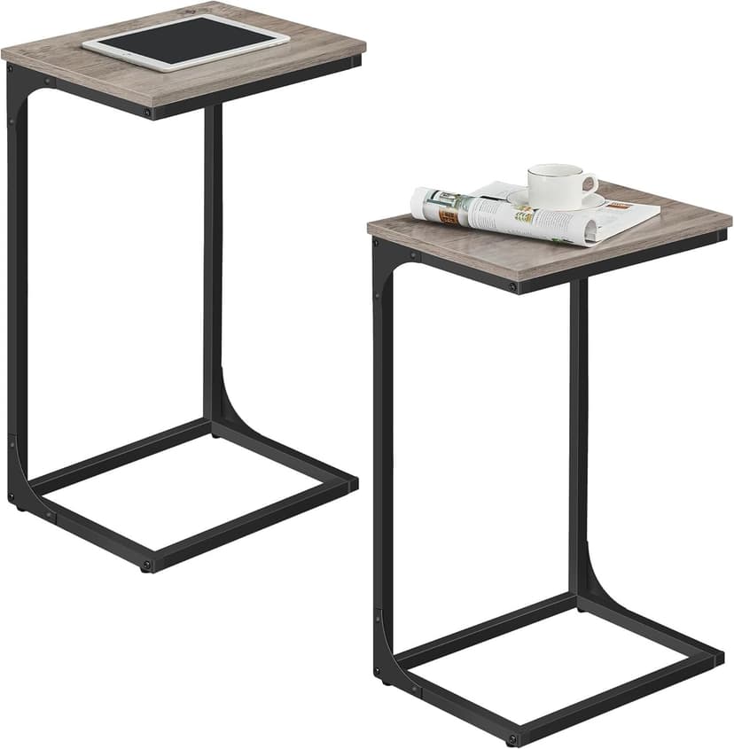 Songmics Home C-Shaped Industrial Cream White End Table