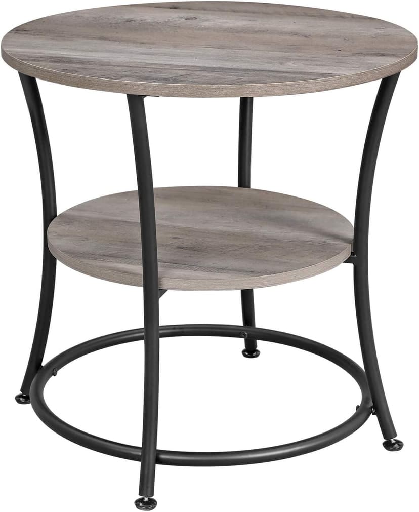 Songmics Home Round Grey Engineered Wood Side Table