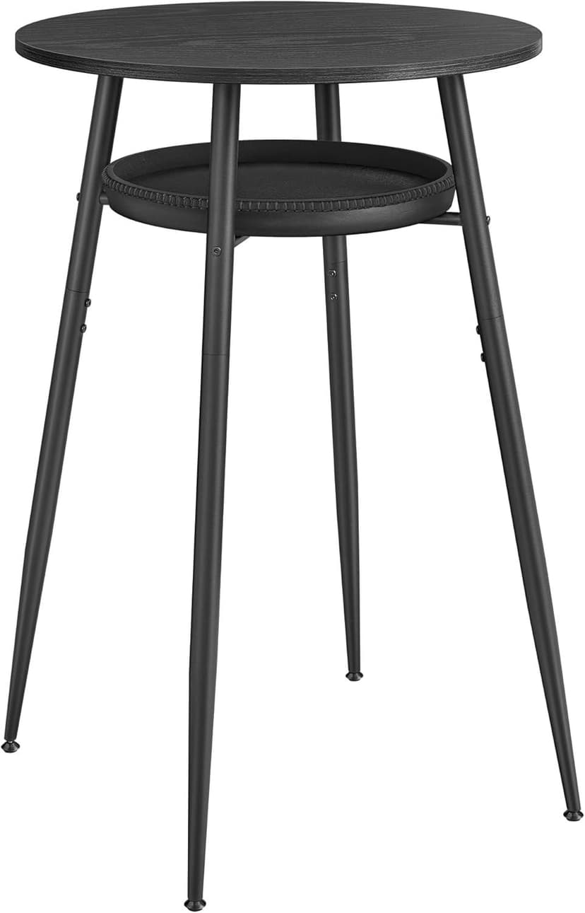 Songmics Home Round Black Dining Table with Built-in Storage