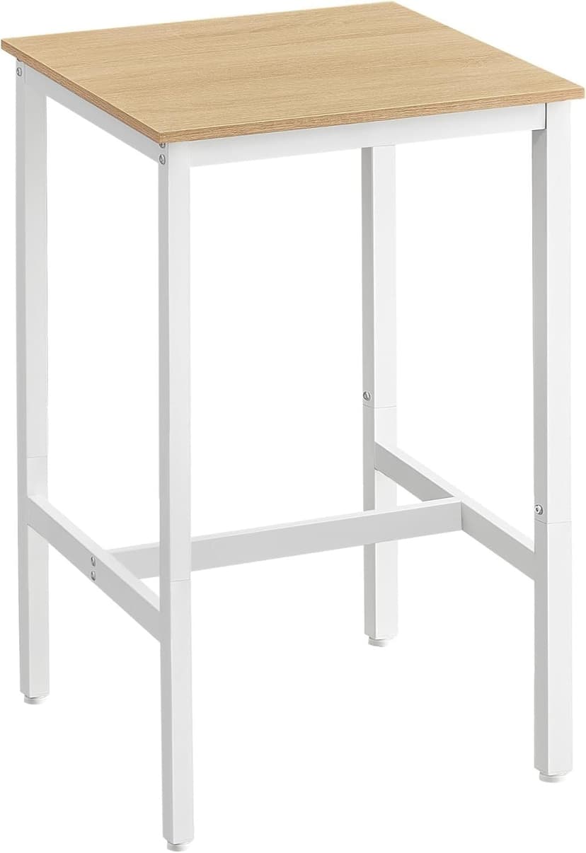 Songmics Home Square White/Oak Bar Table with Steel Frame