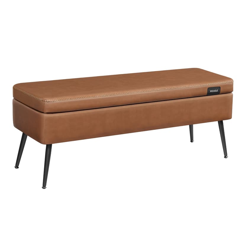 Songmics Home Caramel Brown Storage Bench with Steel Legs