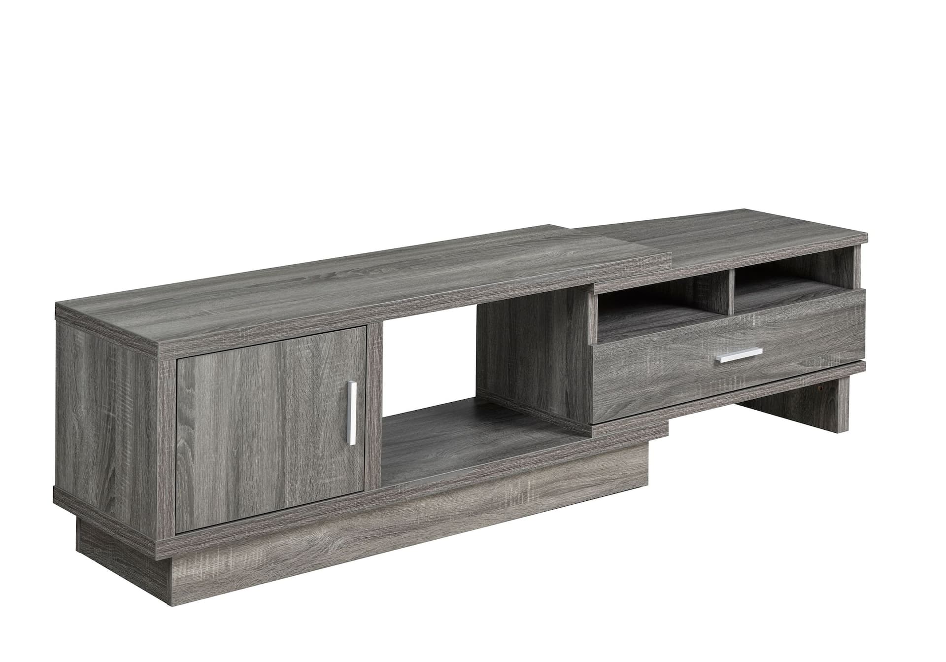 Brassex Denise 48-in Expandable Grey TV Stand with Storage Shelf and Cabinet