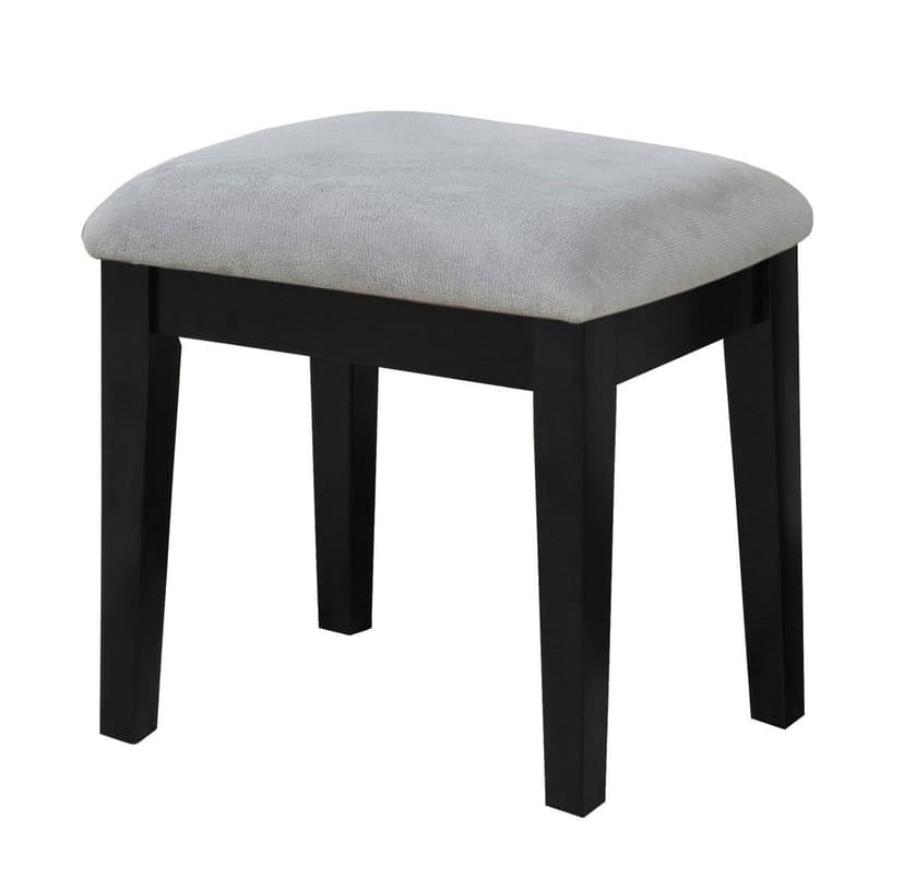 Brassex Lynn 1-Drawer Black Dressing Table Makeup Vanity Set with Stool and Mirror