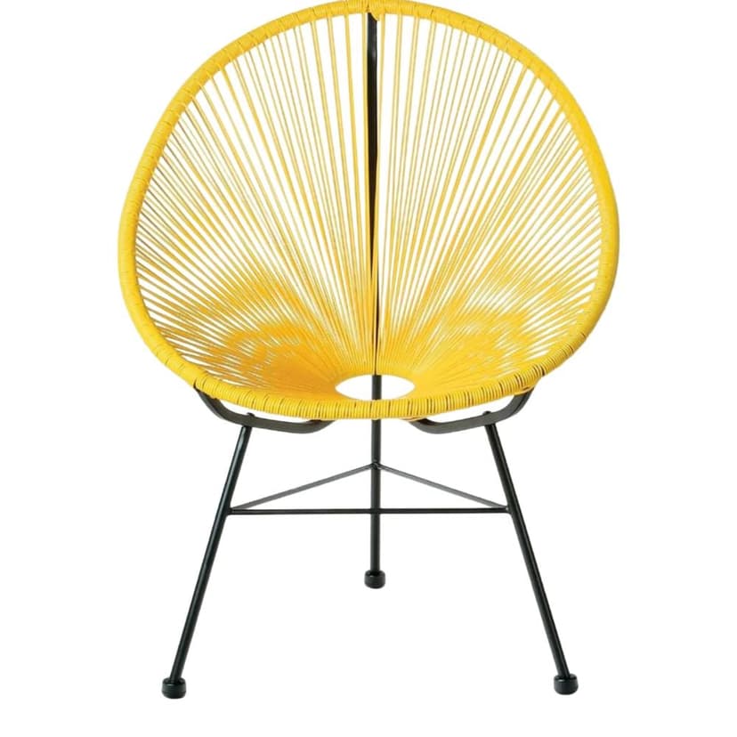 Take Me Home Yellow Wicker Acapulco Chair with Metal Legs