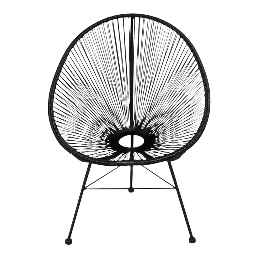 Take Me Home Black Wicker Acapulco Chair with Metal Legs