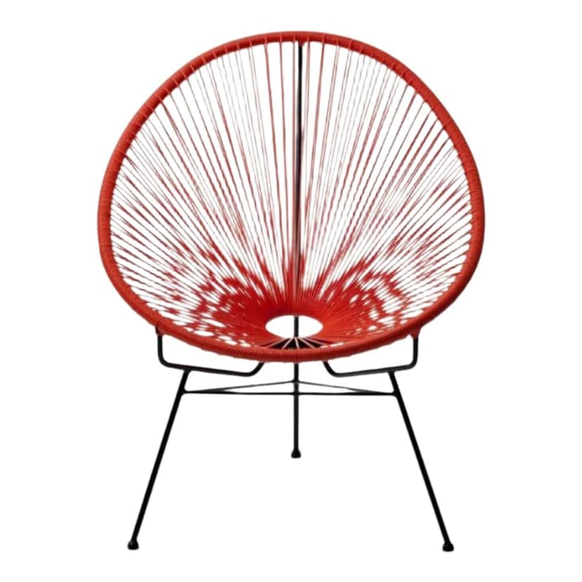 Take Me Home Red Wicker Acapulco Chair with Metal Legs