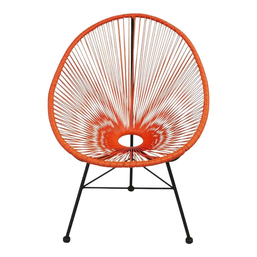 Take Me Home Orange Wicker Acapulco Chair with Metal Legs