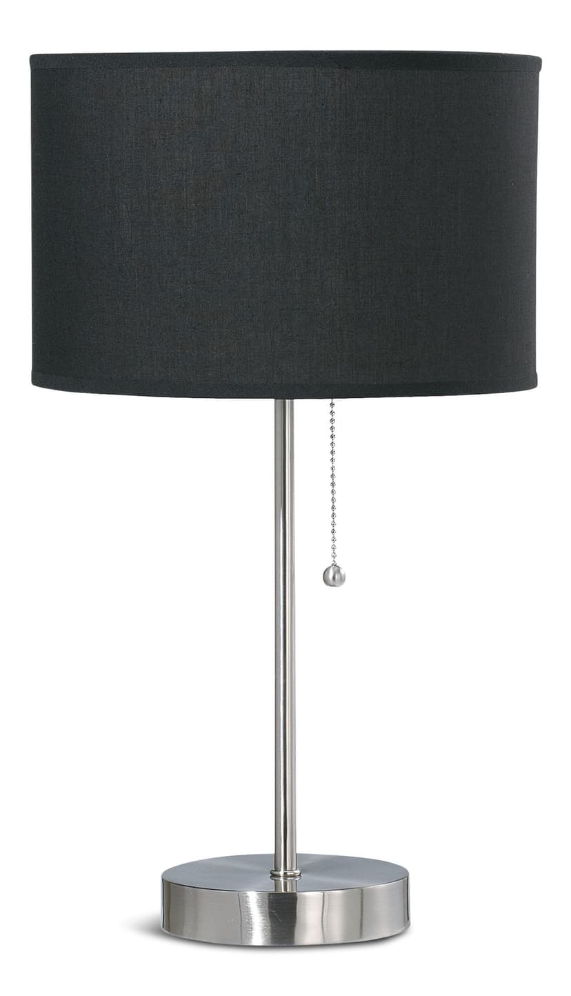 CANVAS Graydon Fabric Drum Shade Table Lamp, 17.25-in, Brushed Nickel