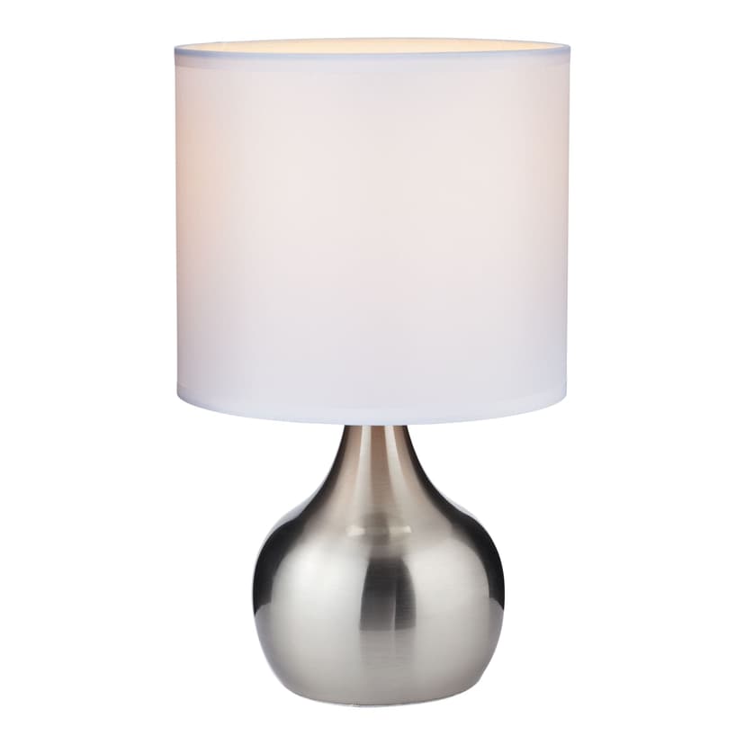 CANVAS Mira White Fabric Shade Table Lamp, 12-4/5-in, Brushed Nickel