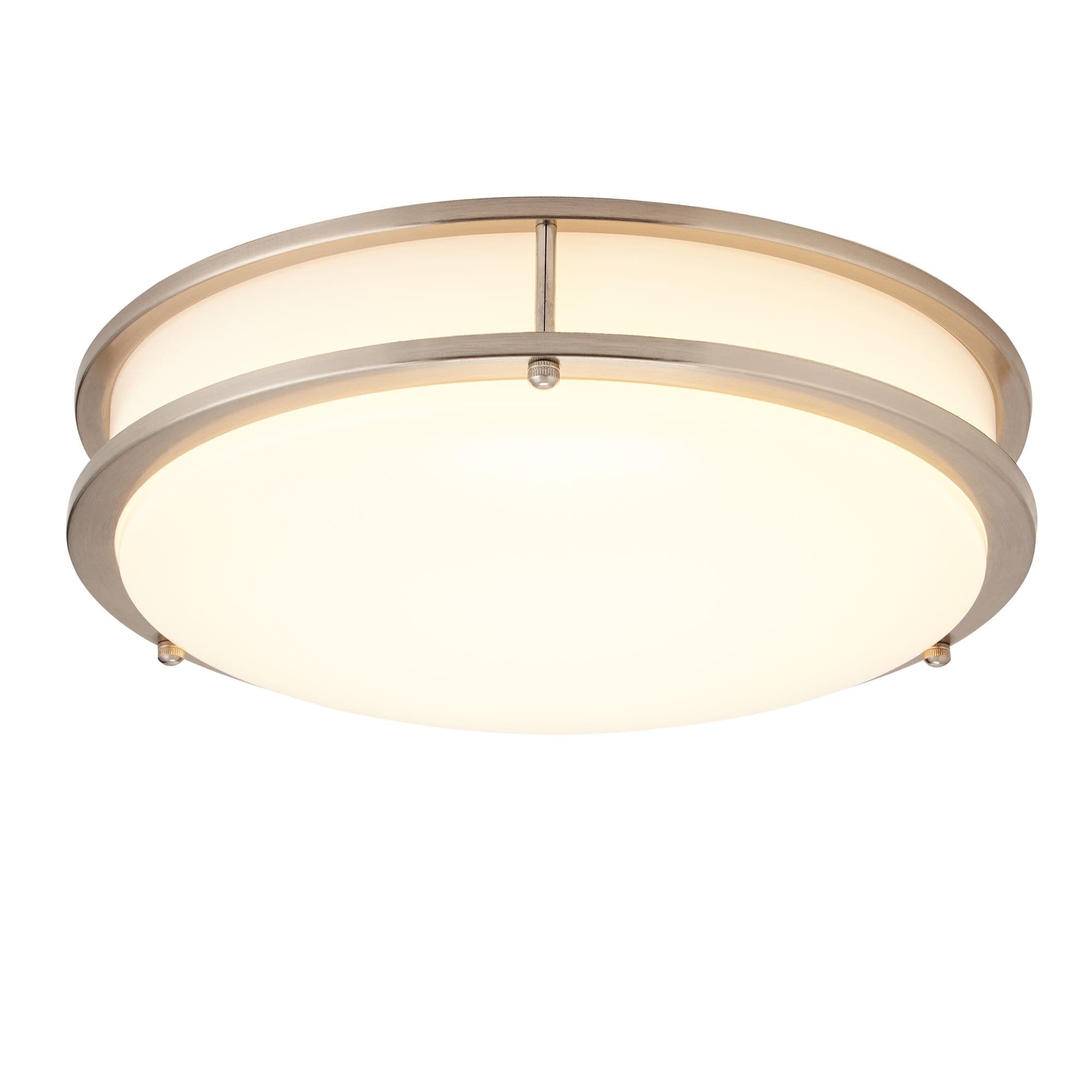 NOMA Double Ring Flush Mount Ceiling Light Fixture, Brushed Steel, 14-in