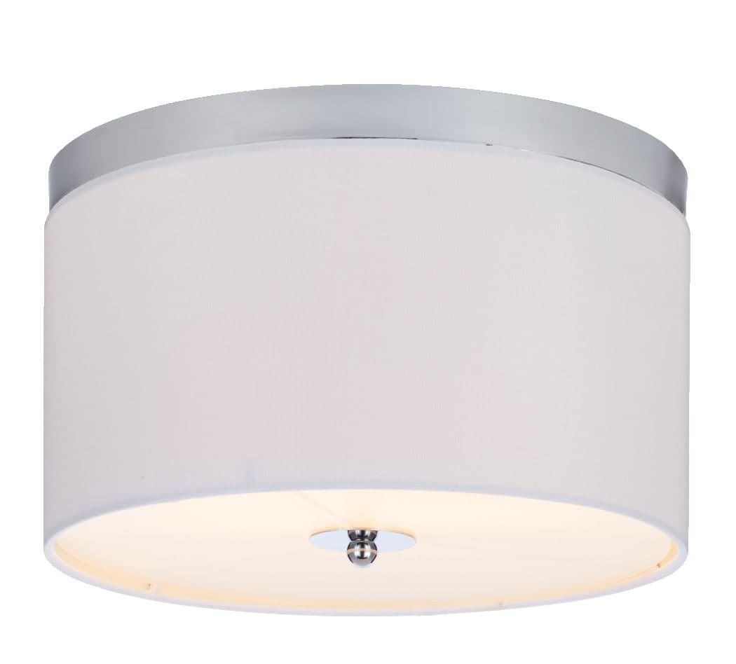 CANVAS Finley 2-Light Flush Mount Ceiling Light Fixture, White Linen Shade, Chrome, 12-in