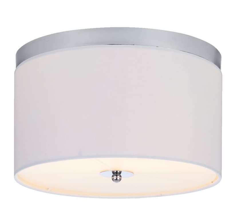 CANVAS Finley 2-Light Flush Mount Ceiling Light Fixture, White Linen Shade, Chrome, 12-in