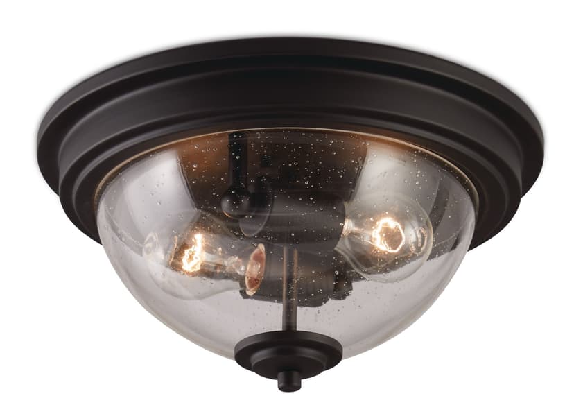 CANVAS Jarvis 2-Light Flush Mount Ceiling Light Fixture, Clear Seeded Glass Shade, Matte Black, 9-7/8-in