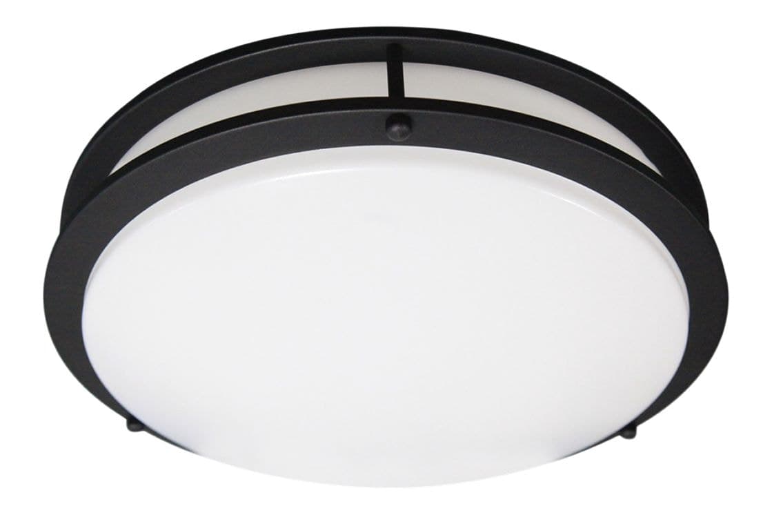 NOMA LED Flush Mount Ceiling Light Fixture, Dimmable, Matte Black w/ Frosted Shade, 15-in