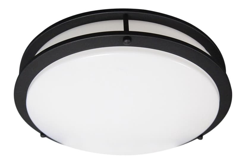 NOMA LED Flush Mount Ceiling Light Fixture, Dimmable, Matte Black w/ Frosted Shade, 15-in