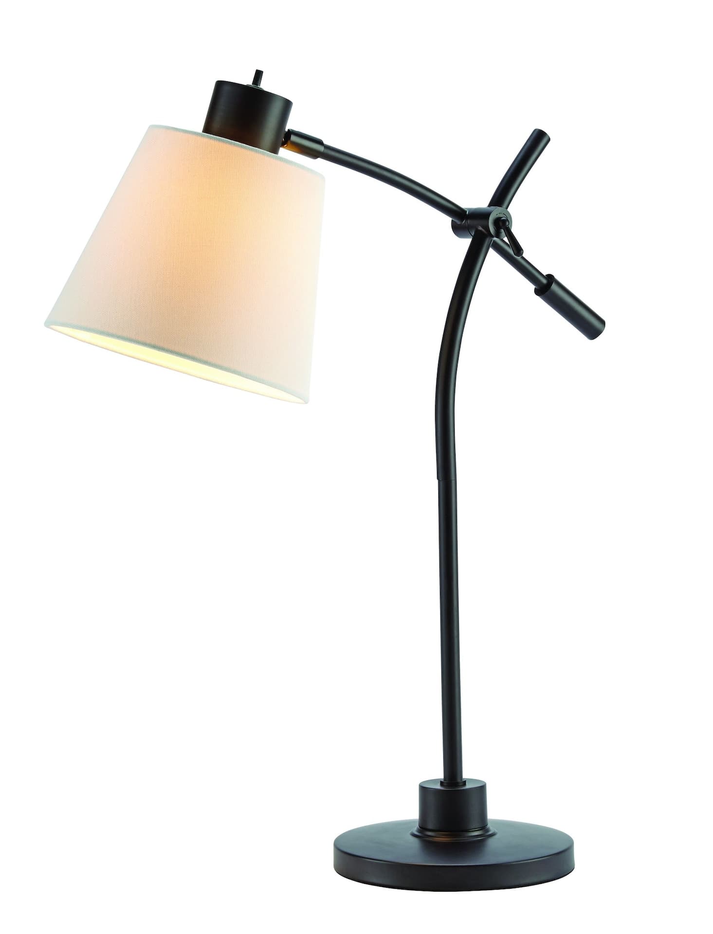CANVAS Carson White Fabric Shade Adjustable Table Lamp, 24-in, Oil Rubbed Bronze