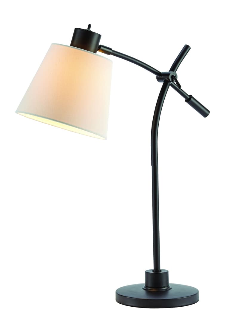 CANVAS Carson White Fabric Shade Adjustable Table Lamp, 24-in, Oil Rubbed Bronze