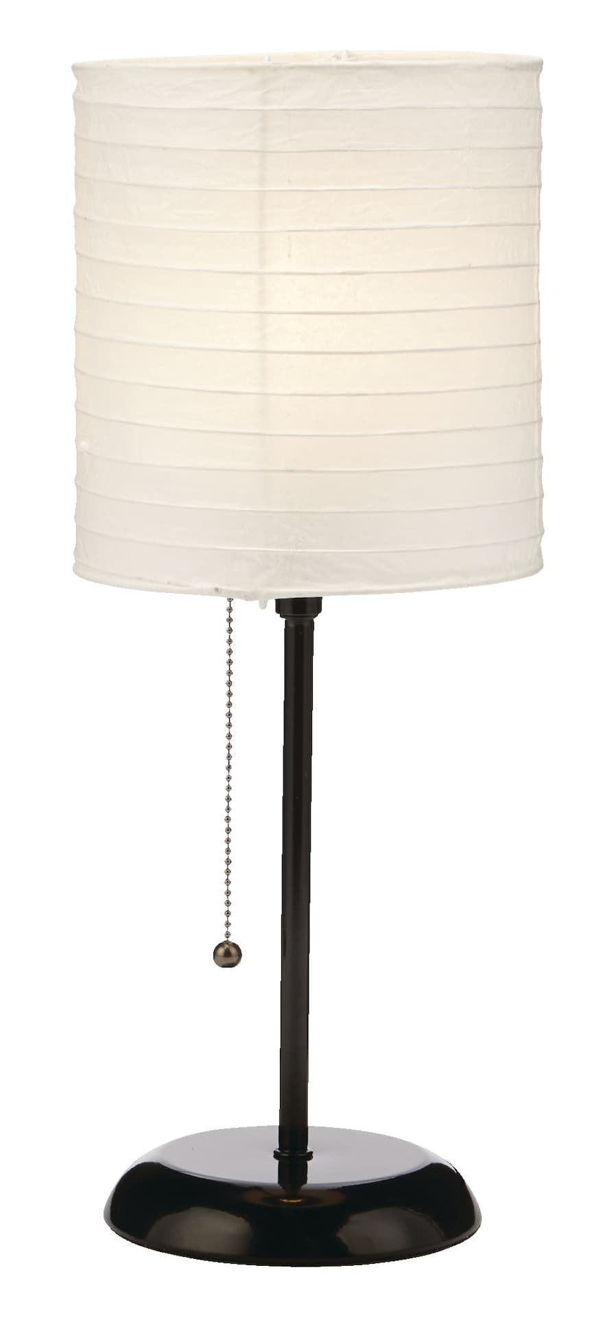 Home Collection White Rice Paper Shade Table Lamp, 18-in, Black