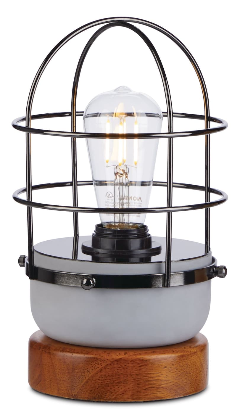 CANVAS Stellan Metal Shade Accent Table Lamp, 10.4-in, Walnut/Concrete