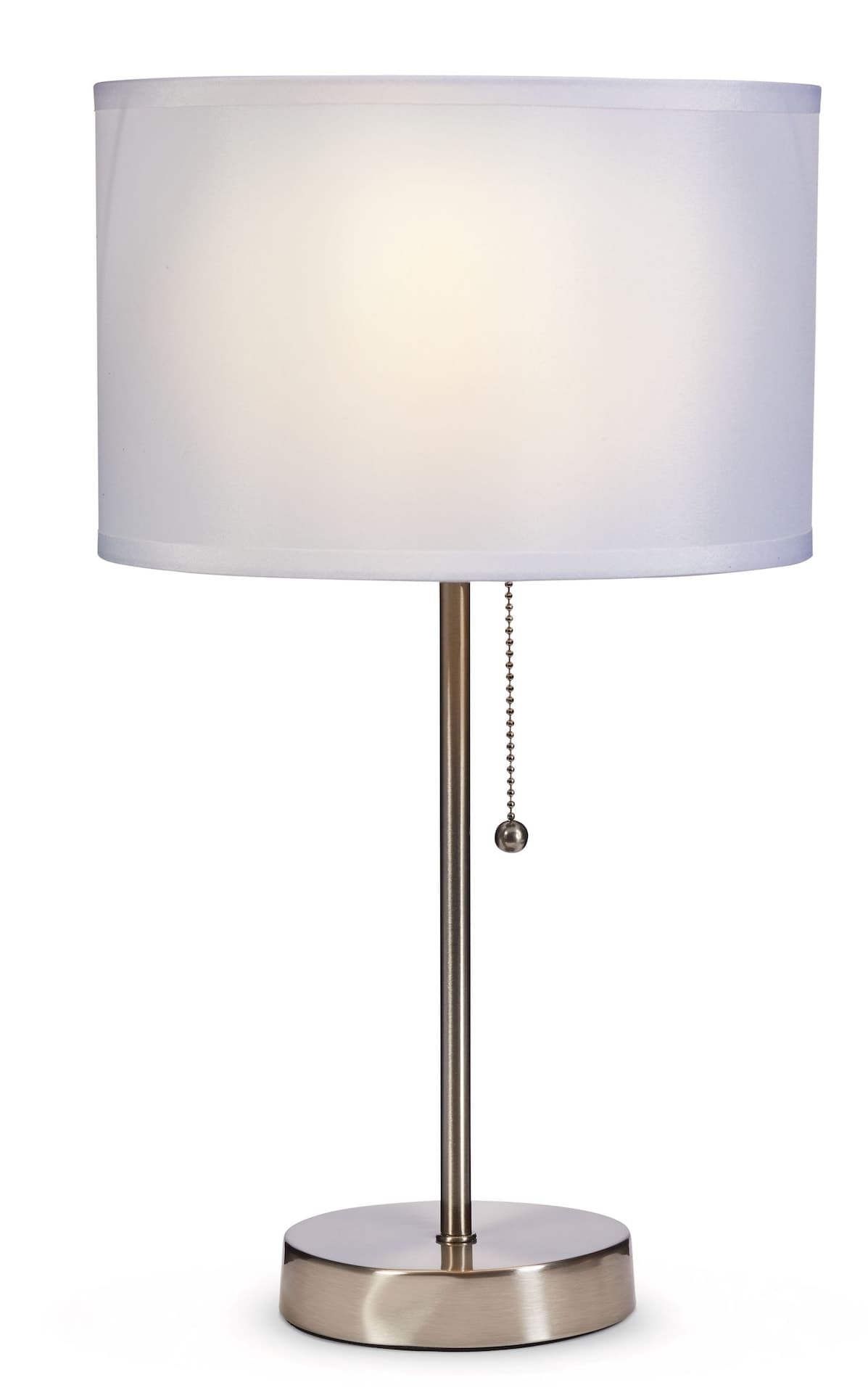 CANVAS Graydon Fabric Drum Shade Table Lamp, 17.4-in, Brushed Nickel