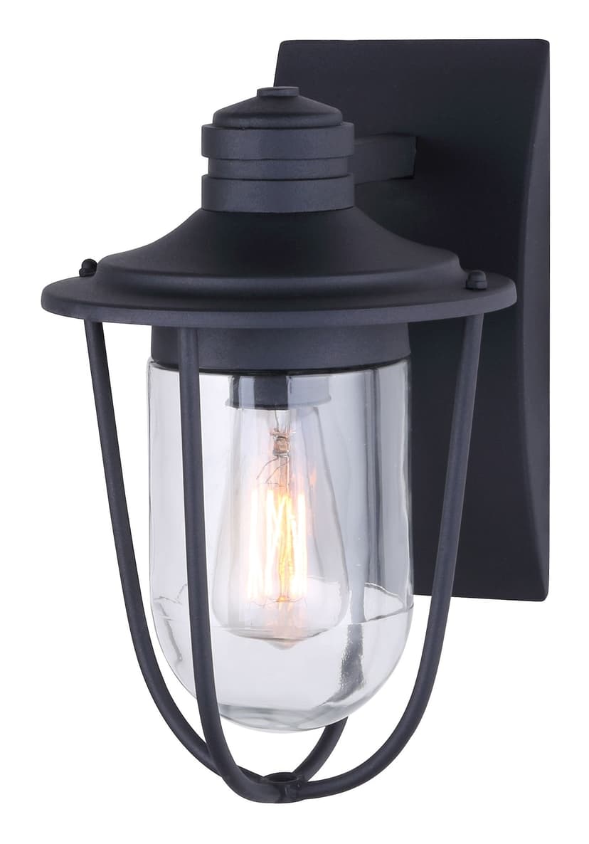 NOMA 1-Light Clear Glass Shade Outdoor Down Wall Light, Weather-Resistant, 8-1/4-in, Black