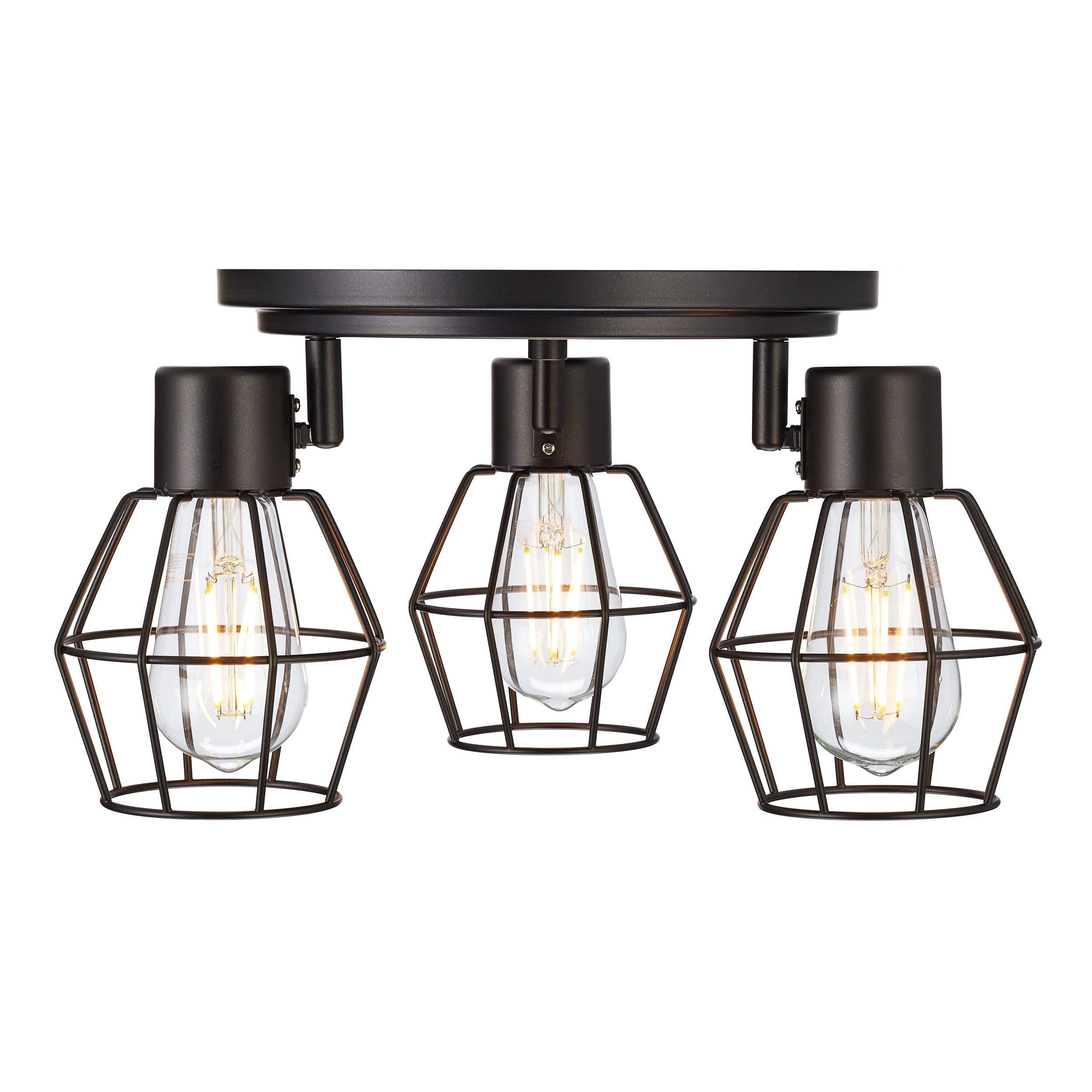 CANVAS Keele 3-Light Cage Shade Adjustable Swivel Heads Canopy Light Fixture, Dark Bronze